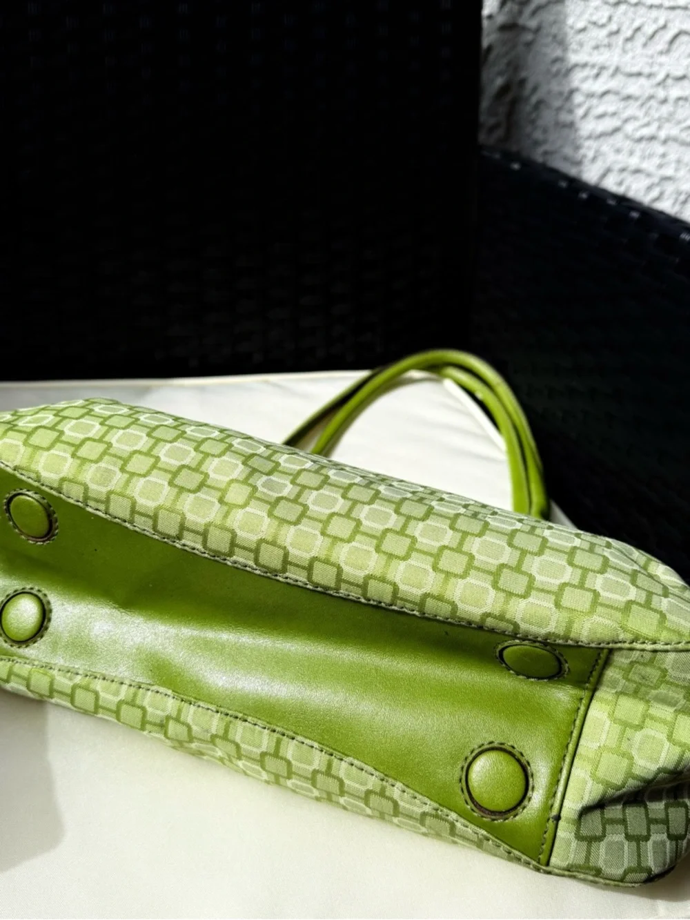 Nine West Green Logo Jacquard Shoulder Bag Y2K Heart Charm Buckle Purse